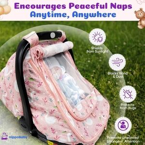 HippoBaby Pink Swan Baby Car Seat Cover